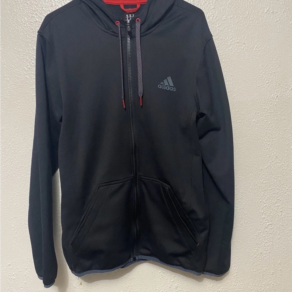 Adidas Black Zip-Up Jacket with Red Details